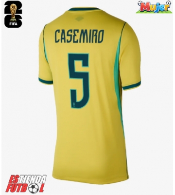 Brasil Casemiro #5 Primera Equipación Mujer Mundial 2026 Manga Corta